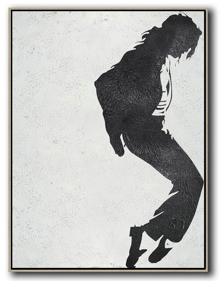 Extra Large Acrylic Painting On Canvas,Black And White Minimal Painting On Canvas - Modern Art
